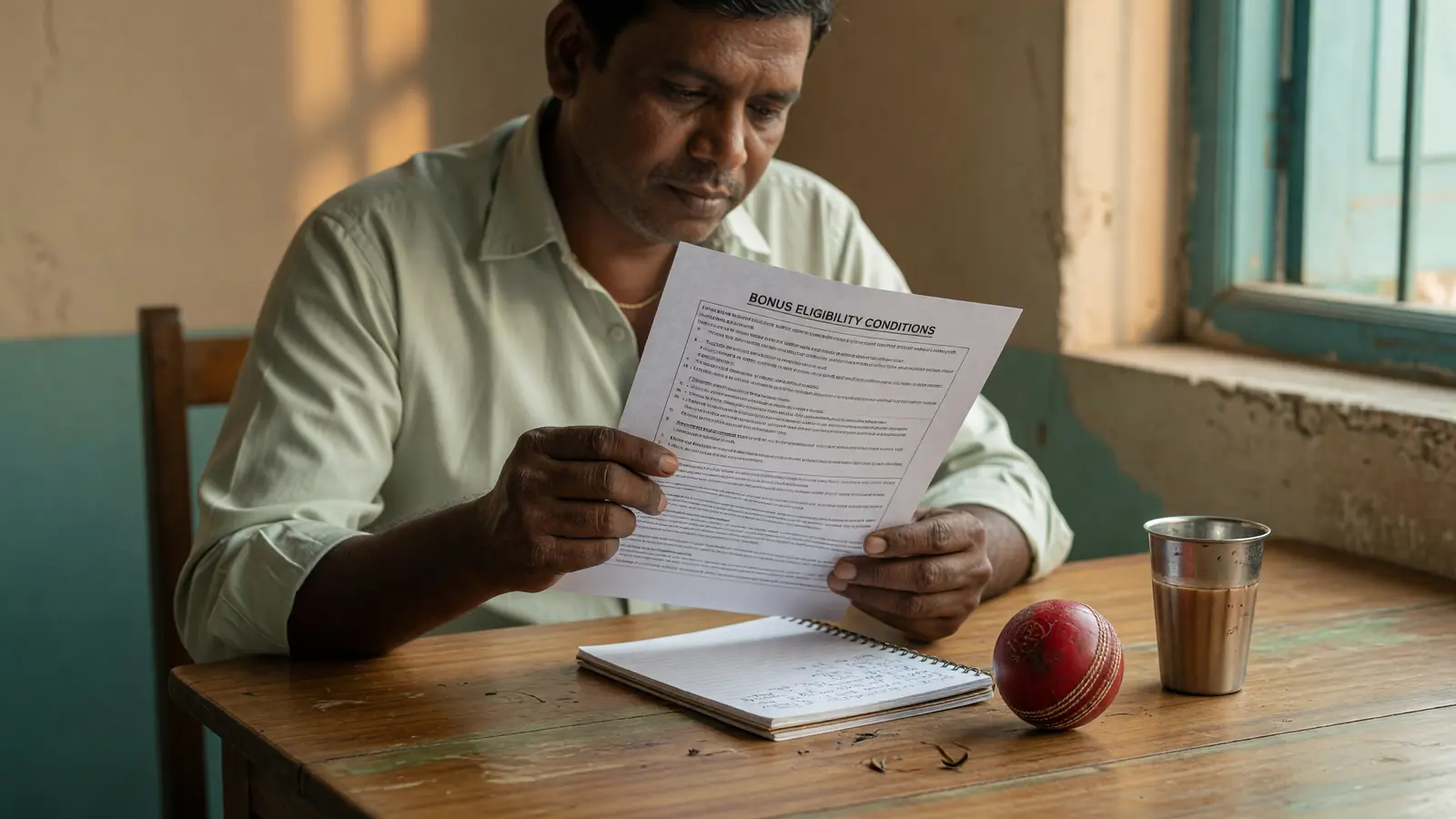 Cricket captain holding the ball