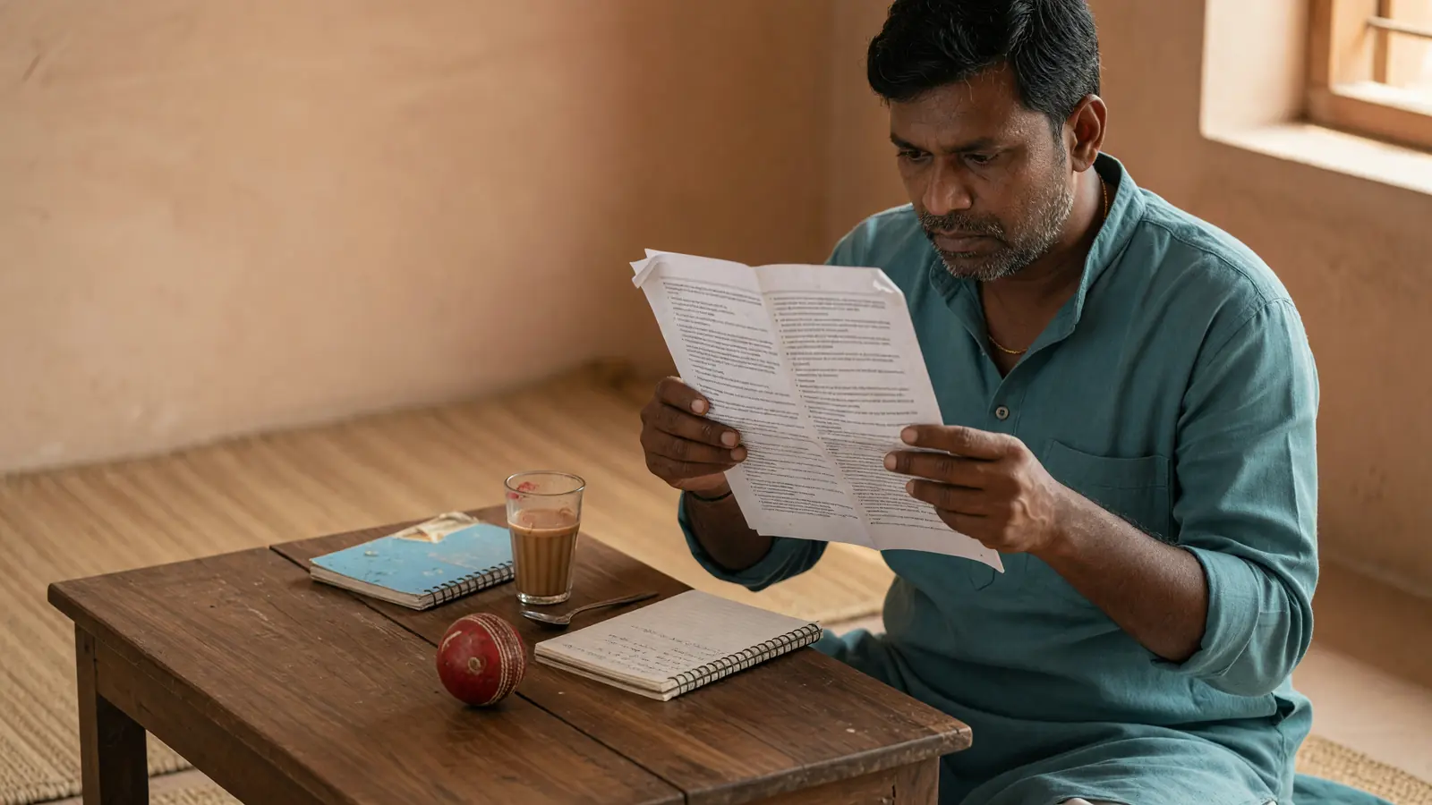 Two Indian friends exchanging a referral code verbally with handwritten notes